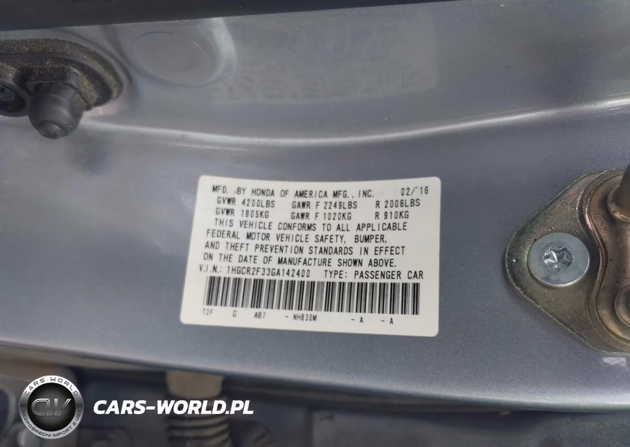 2016 Honda Accord Lx VIN:1HGCR2F33GA142400 - 9