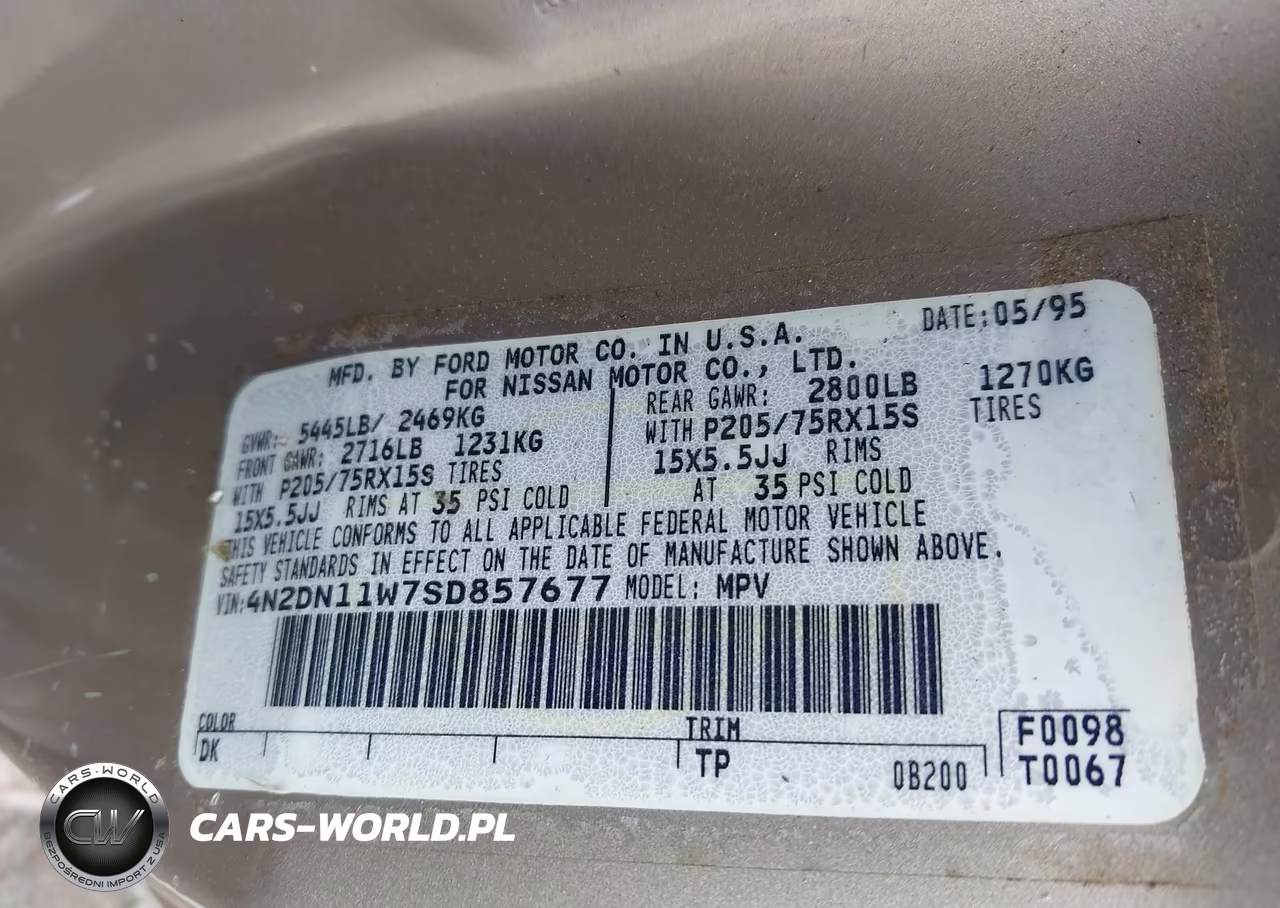 1995 Nissan Quest Xe-Gxe VIN:4N2DN11W7SD857677 - 9