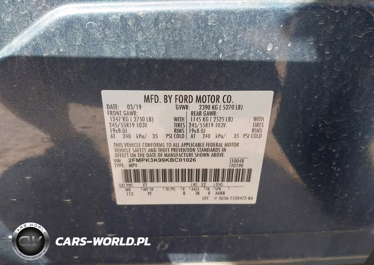 2019 Ford Edge Titanium VIN:2FMPK3K99KBC01026 - 9