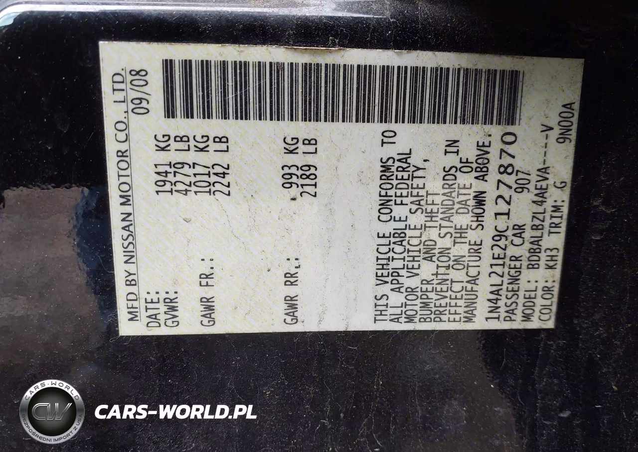 2009 Nissan Altima 2.5 S VIN:1N4AL21E29C127870 - 9