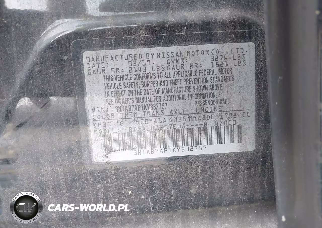 2019 Nissan Sentra S VIN:3N1AB7AP7KY332757 - 9