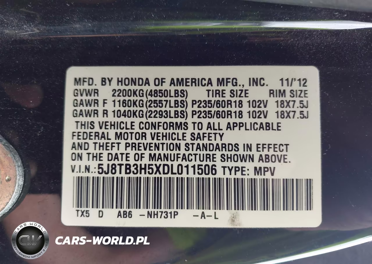 2013 Acura Rdx VIN:5J8TB3H5XDL011506 - 9