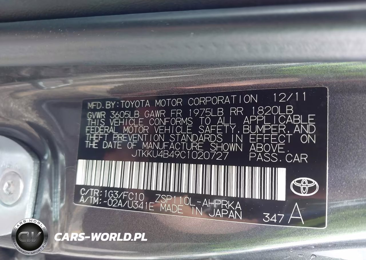 2012 Scion Xd VIN:JTKKU4B49C1020727 - 9
