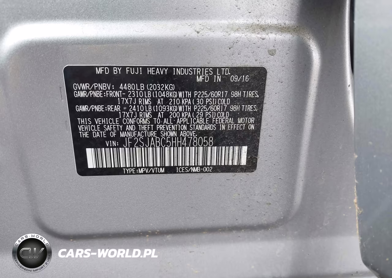 2017 Subaru Forester 2.5I VIN:JF2SJABC5HH478058 - 9