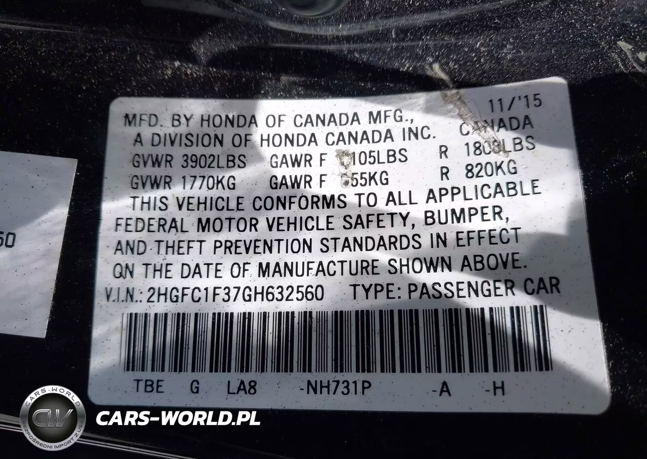 2016 Honda Civic Ex-T VIN:2HGFC1F37GH632560 - 9