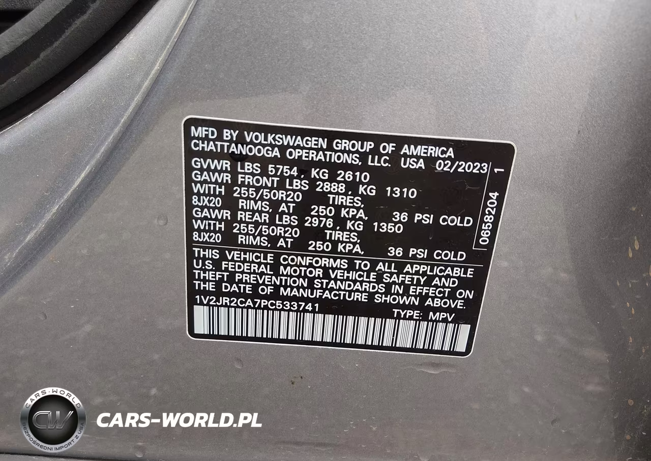 2023 Volkswagen Atlas 3.6L V6 Se W-Technology VIN:1V2JR2CA7PC533741 - 9