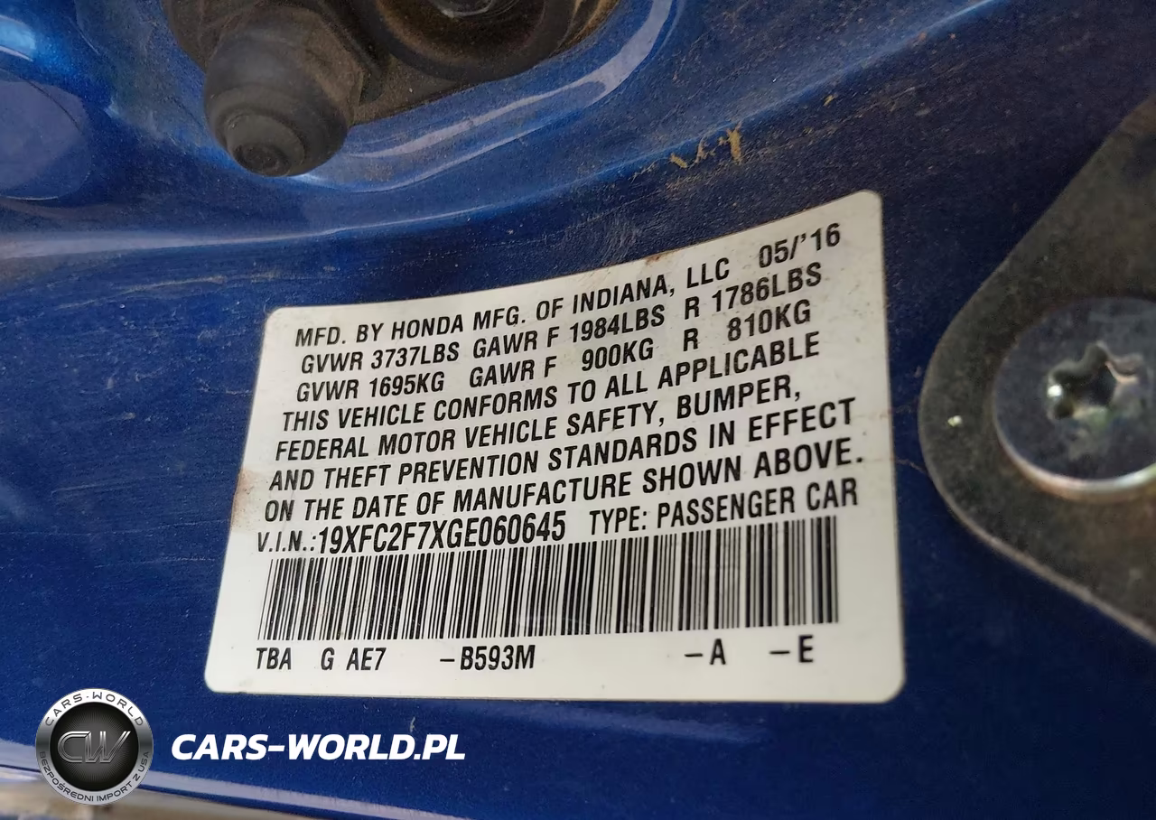 2016 Honda Civic Ex VIN:19XFC2F7XGE060645 - 9