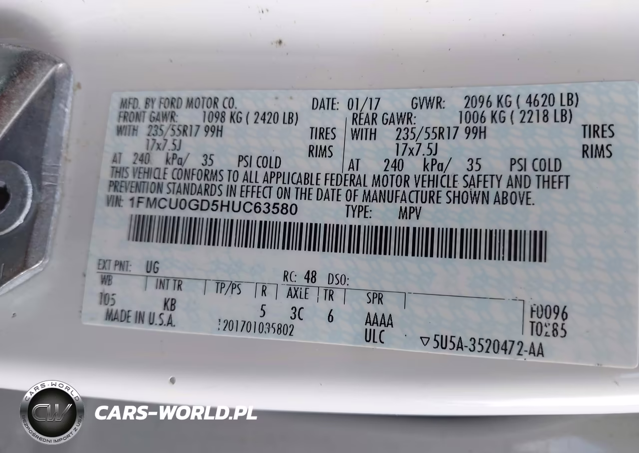 2017 Ford Escape Se VIN:1FMCU0GD5HUC63580 - 9