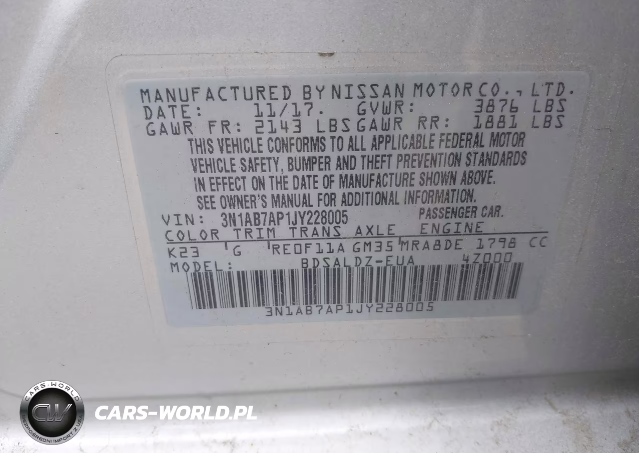 2018 Nissan Sentra Sv VIN:3N1AB7AP1JY228005 - 9