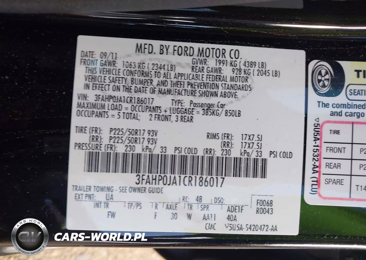 2012 Ford Fusion Sel VIN:3FAHP0JA1CR186017 - 9
