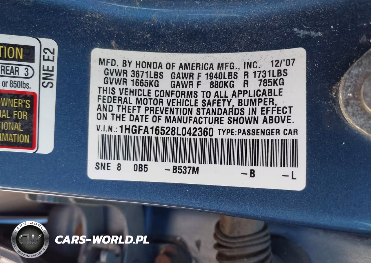 2008 Honda Civic Lx VIN:1HGFA16528L042360 - 9