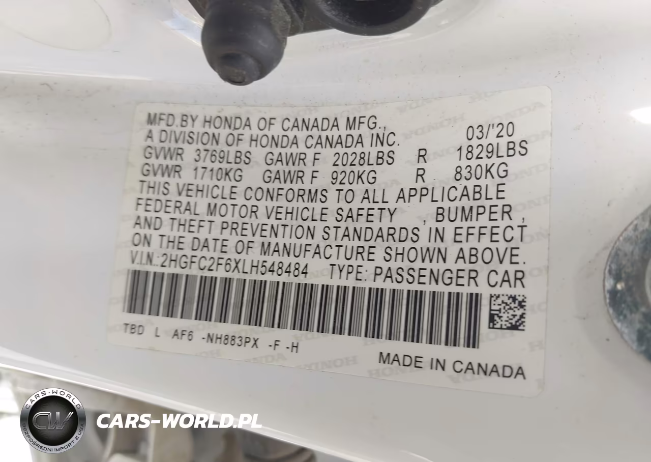 2020 Honda Civic Lx VIN:2HGFC2F6XLH548484 - 9