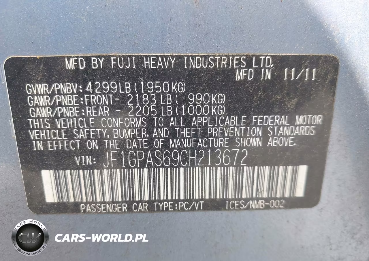 2012 Subaru Impreza 2.0I Sport Limited VIN:JF1GPAS69CH213672 - 9