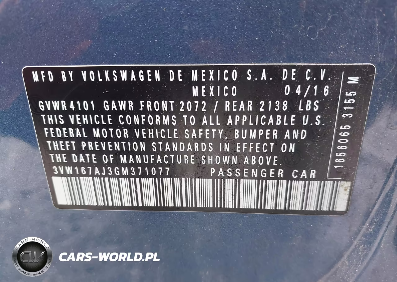 2016 Volkswagen Jetta 1.4T S VIN:3VW167AJ3GM371077 - 9