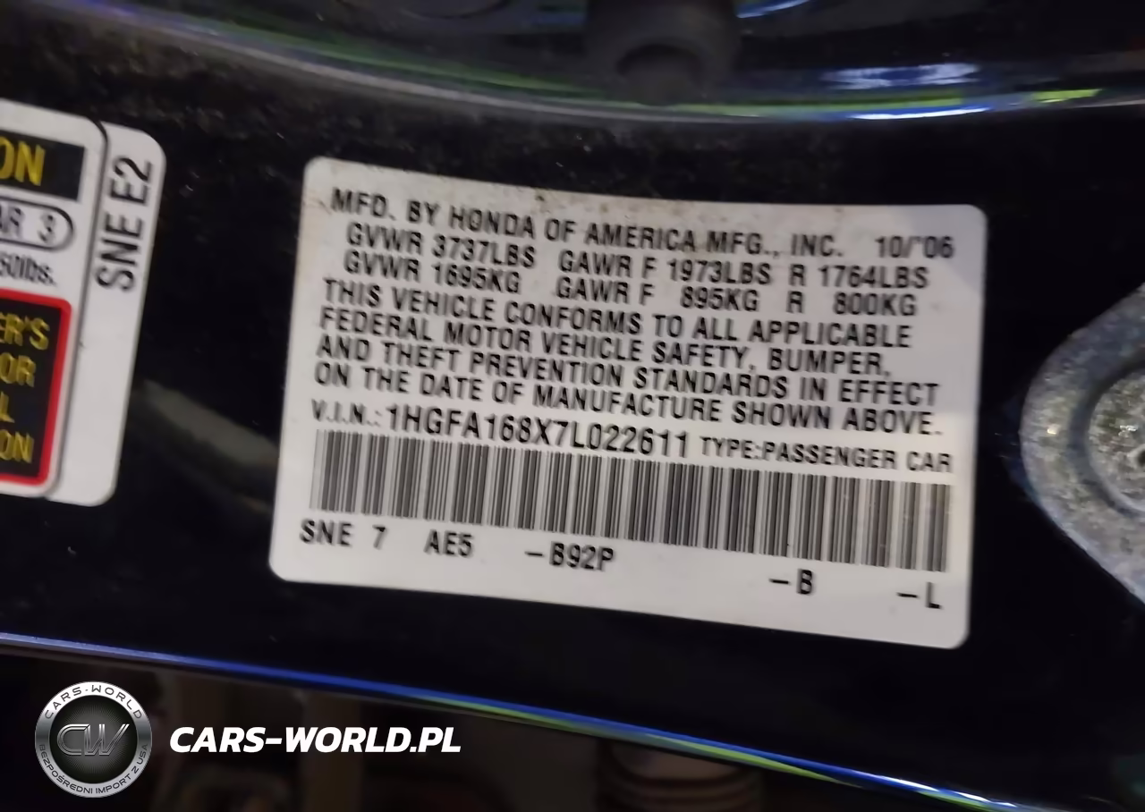 2007 Honda Civic Ex VIN:1HGFA168X7L022611 - 9