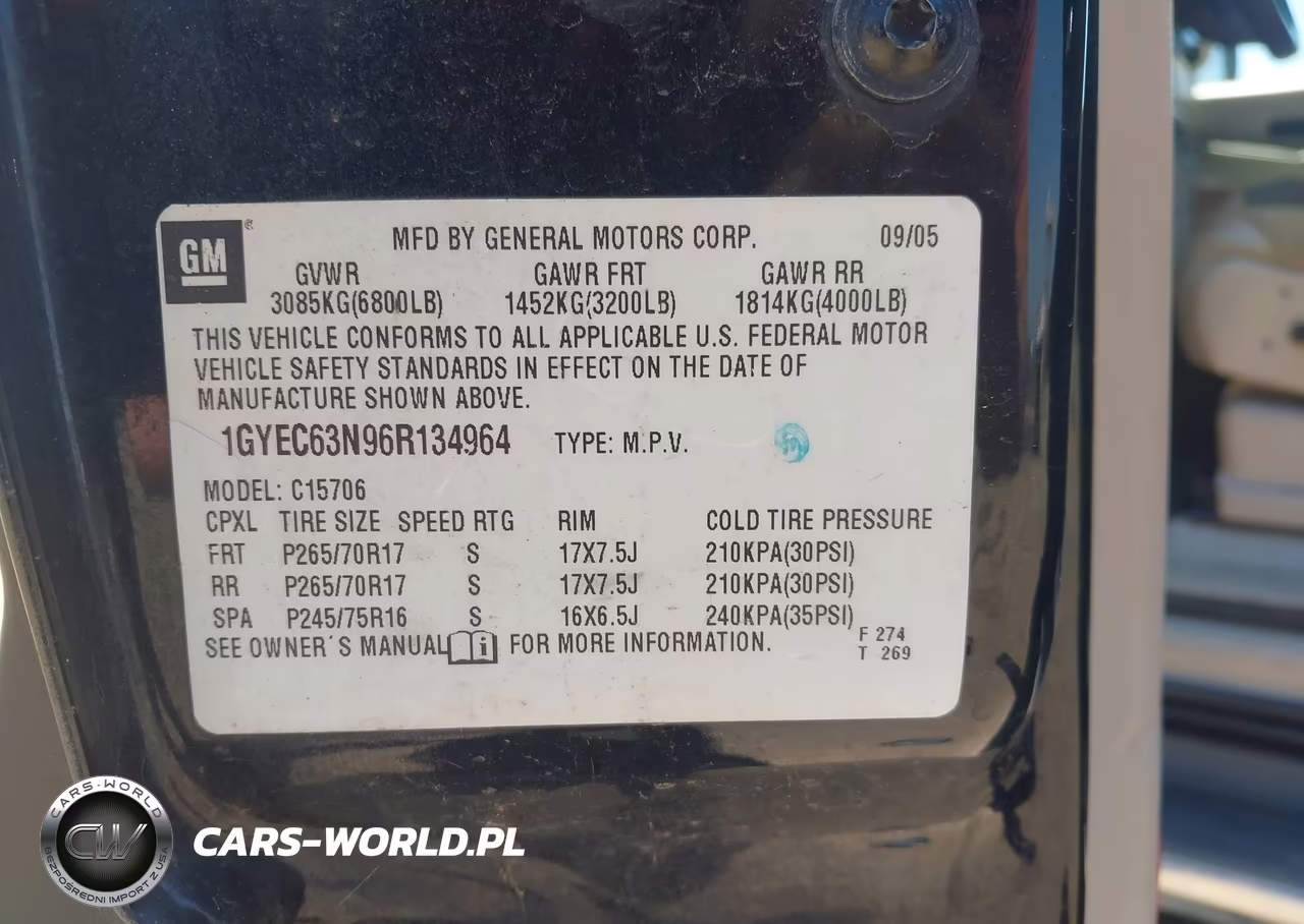 2006 Cadillac Escalade Standard VIN:1GYEC63N96R134964 - 9