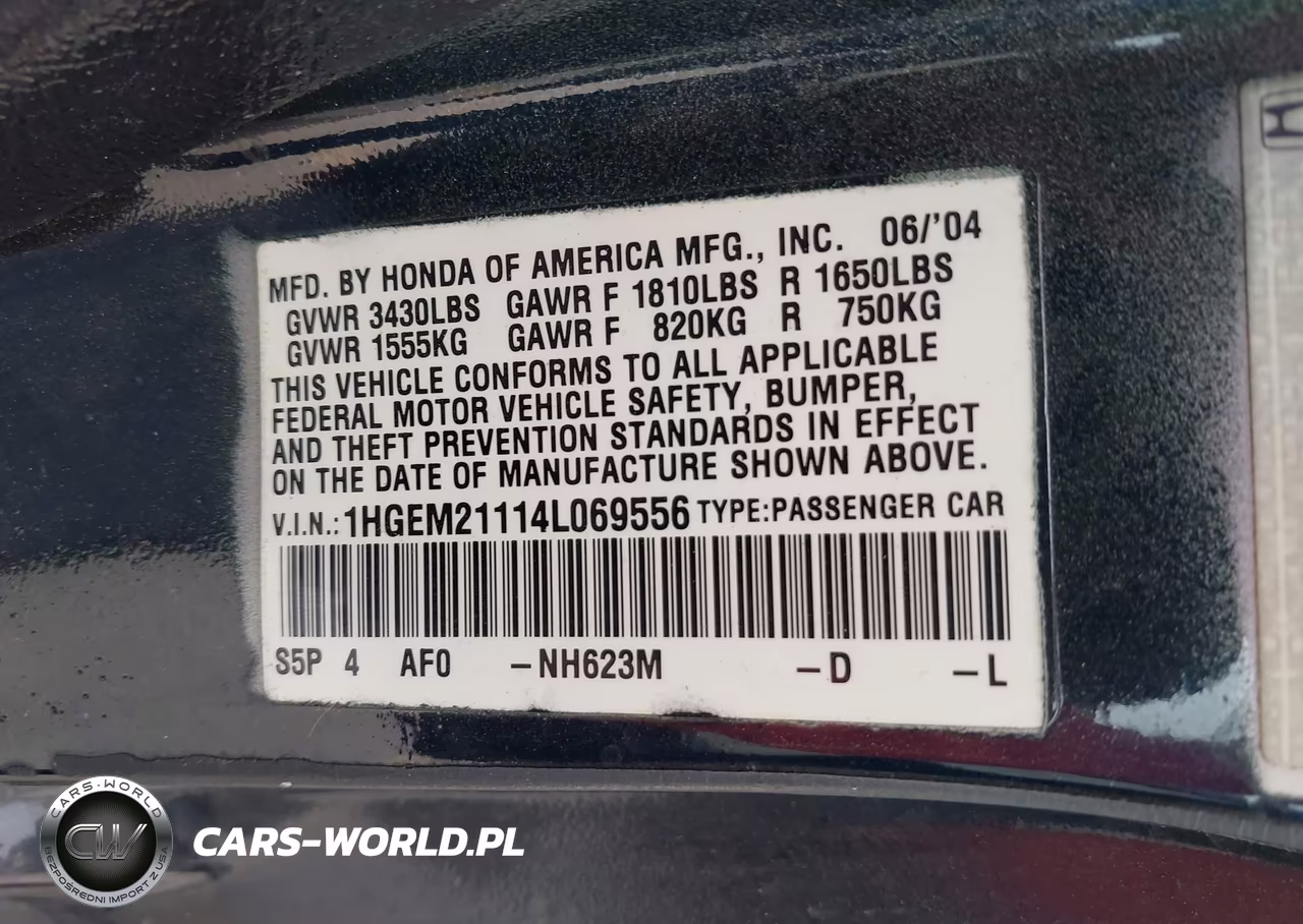 2004 Honda Civic Vp VIN:1HGEM21114L069556 - 9