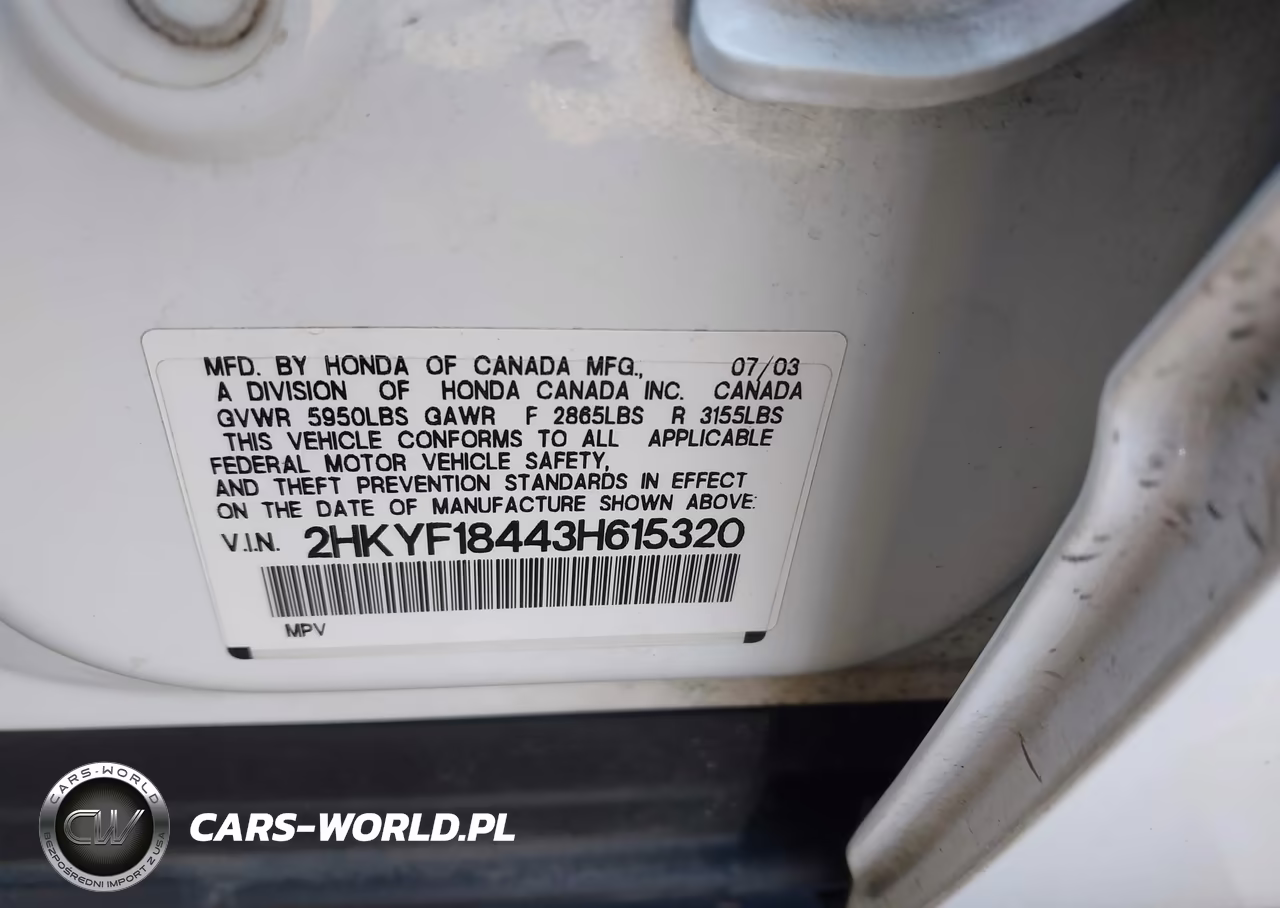 2003 Honda Pilot Ex VIN:2HKYF18443H615320 - 9