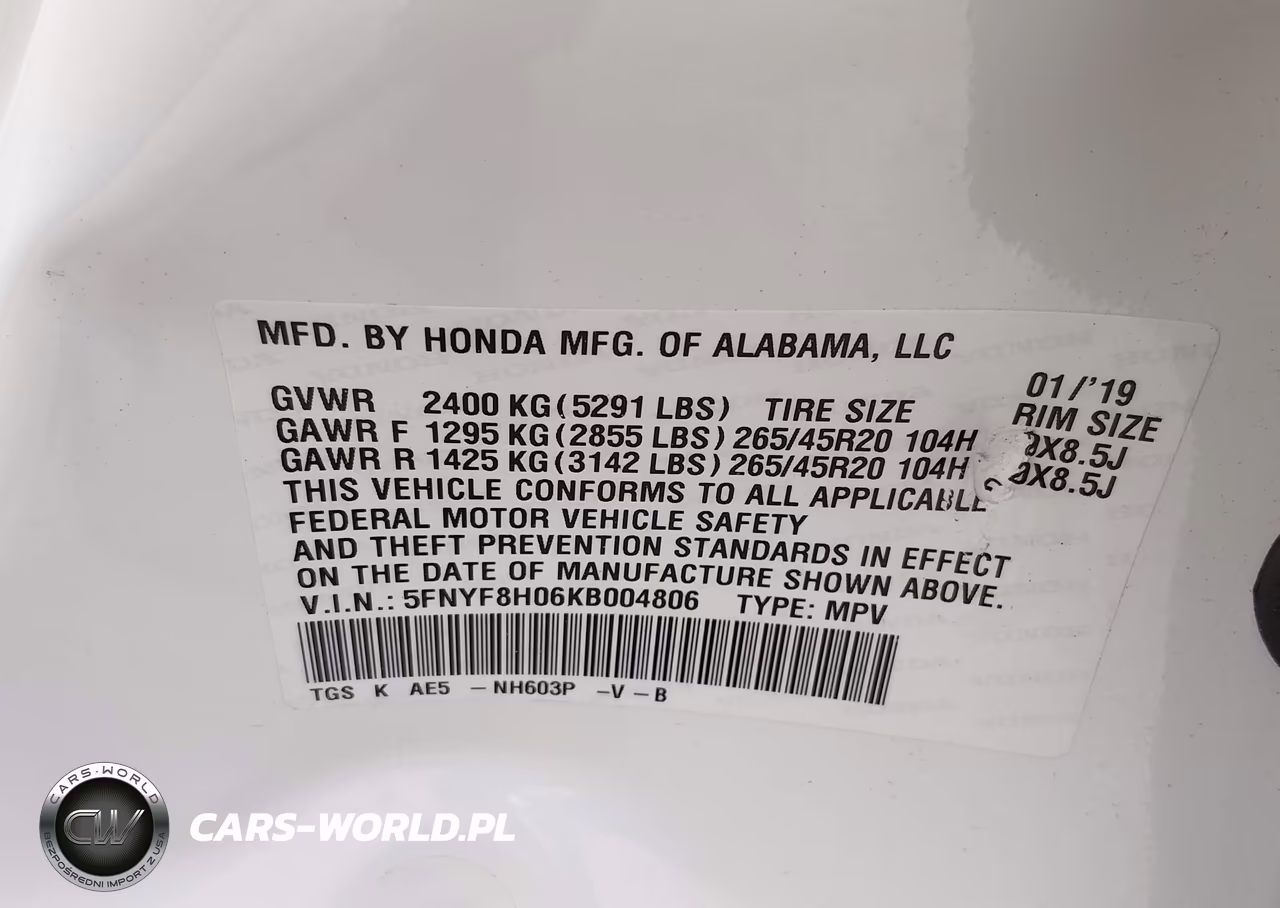 2019 Honda Passport Elite VIN:5FNYF8H06KB004806 - 9