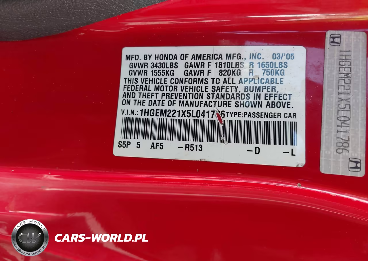 2005 Honda Civic Vp VIN:1HGEM221X5L041786 - 9