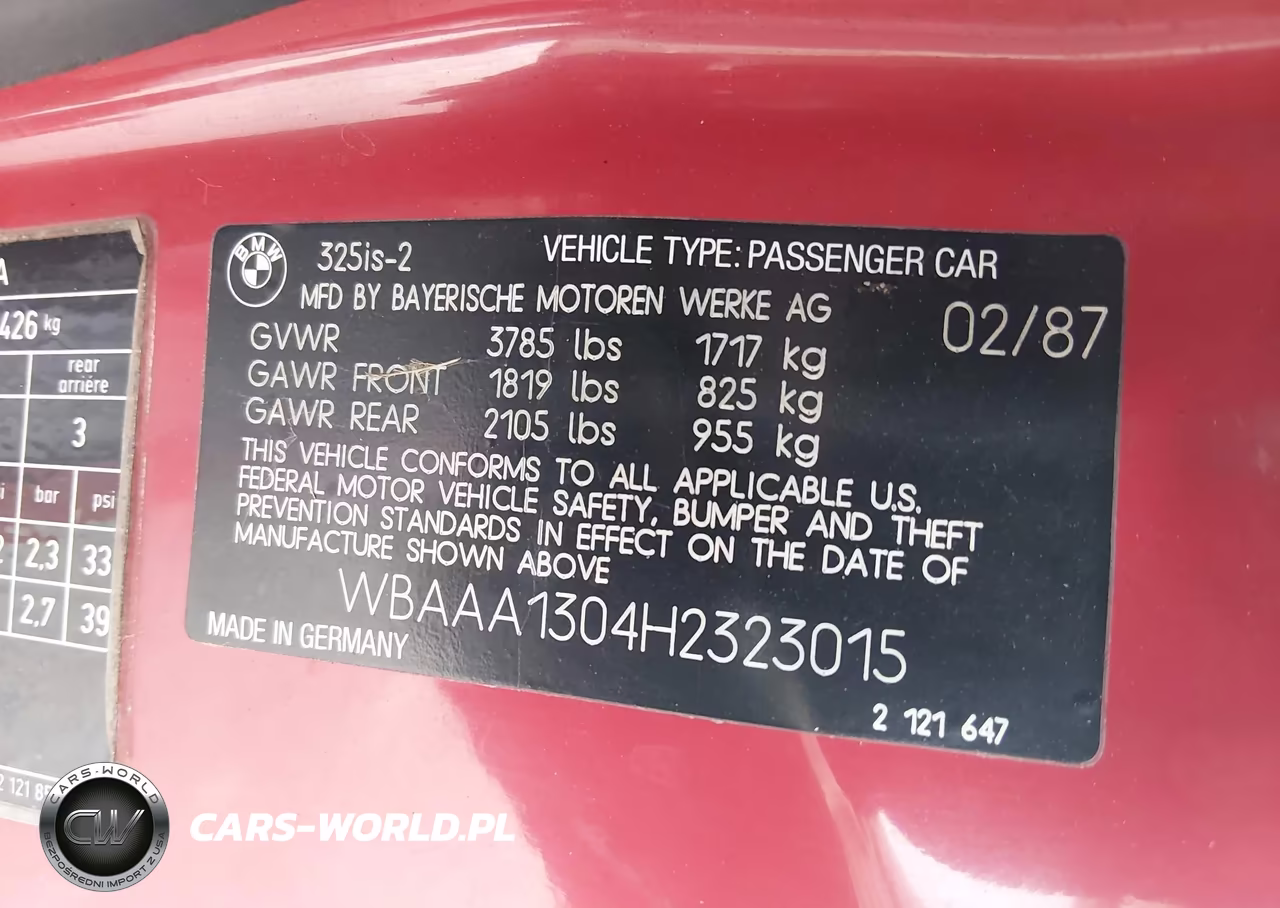 1987 BMW 325 Is VIN:WBAAA1304H2323015 - 9