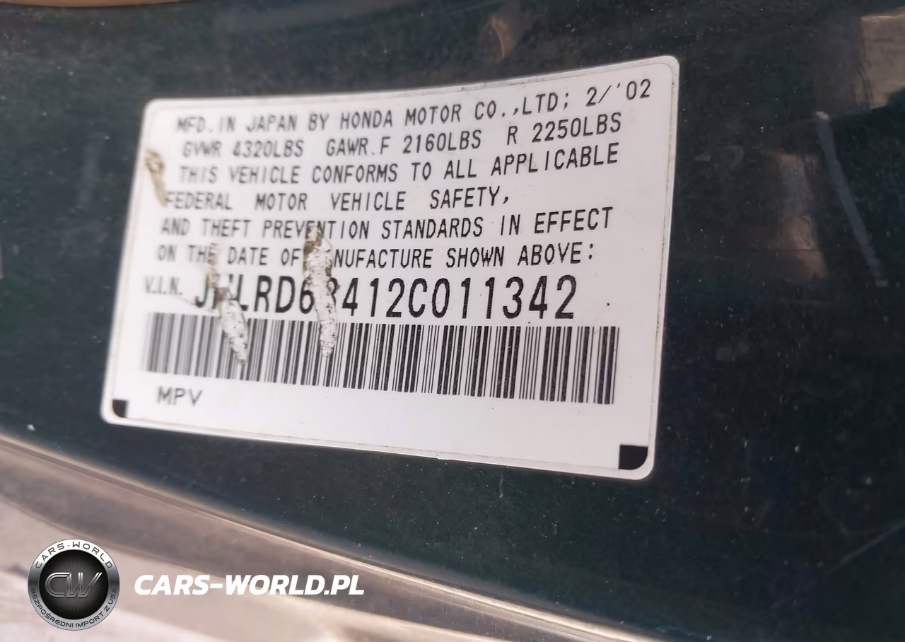 2002 Honda Cr-V Lx VIN:JHLRD68412C011342 - 9