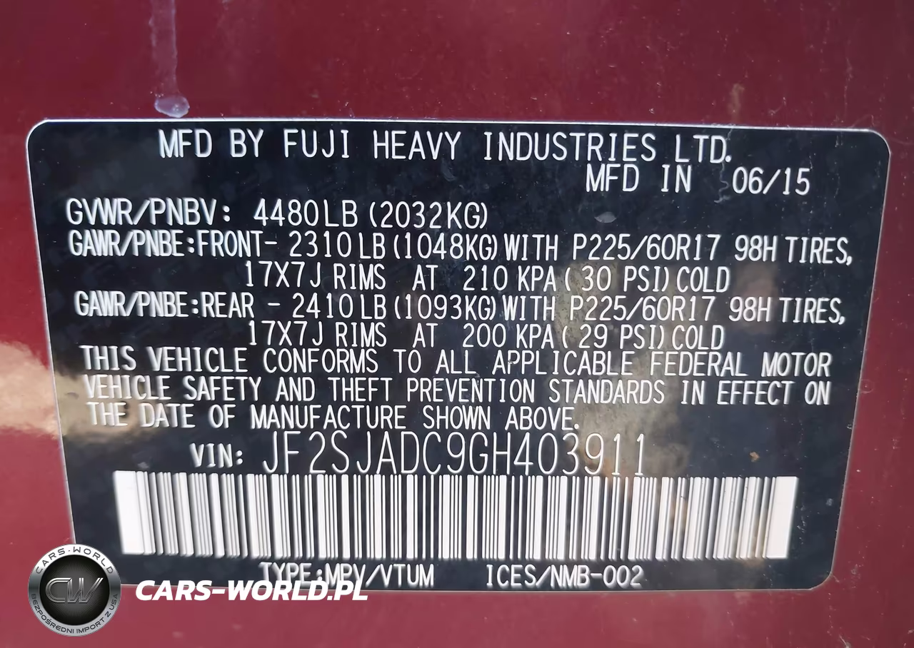 2016 Subaru Forester 2.5I Premium VIN:JF2SJADC9GH403911 - 9