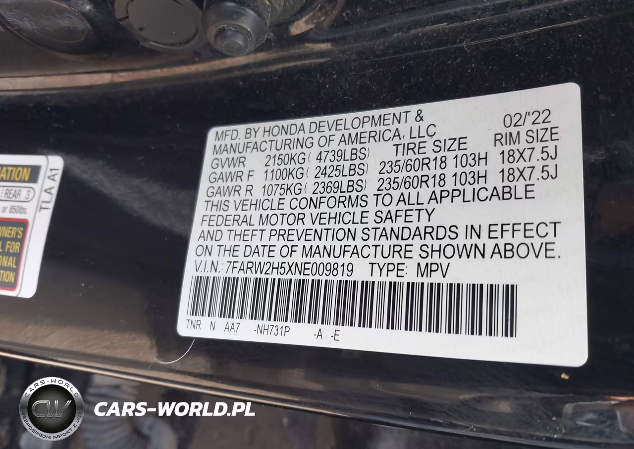 2022 Honda Cr-V Awd Ex VIN:7FARW2H5XNE009819 - 9