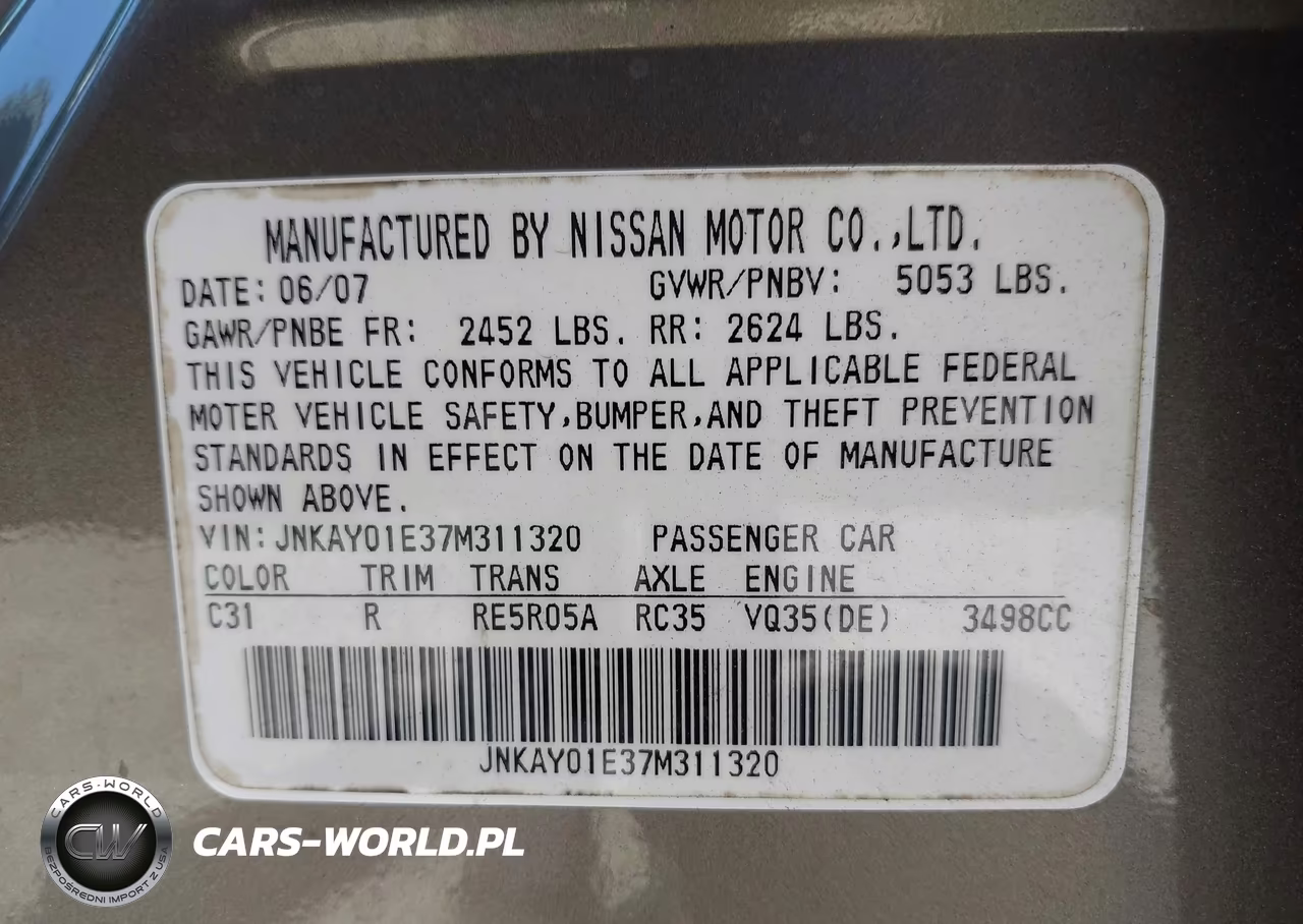 2007 Infiniti M35 Sport VIN:JNKAY01E37M311320 - 9