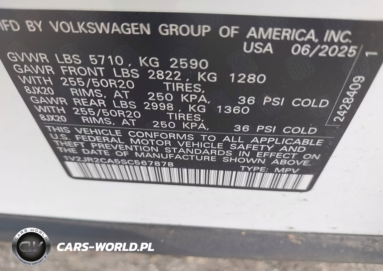 2025 Volkswagen Atlas 2.0T Se W-Technology VIN:1V2JR2CA5SC567878 - 9