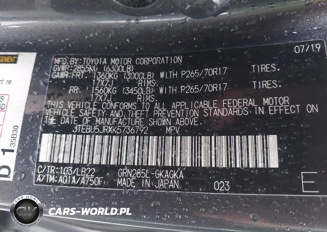 2019 Toyota 4Runner Sr5 Premium VIN:JTEBU5JRXK5736792 - 9