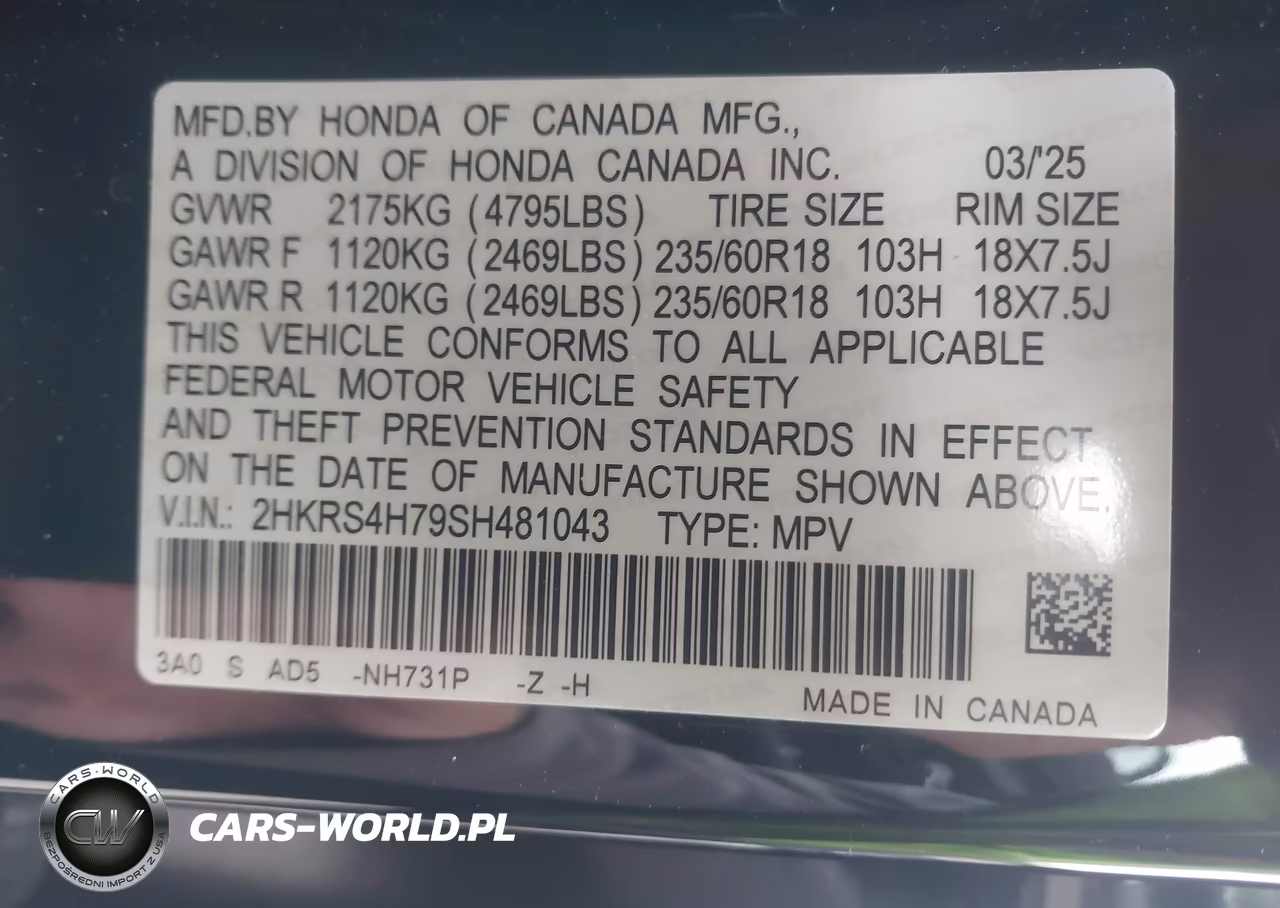 2025 Honda Cr-V Ex-L Awd VIN:2HKRS4H79SH481043 - 9
