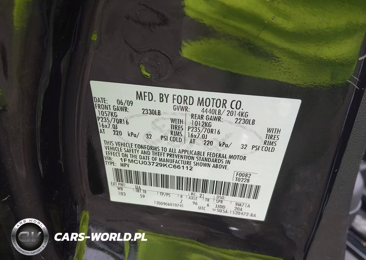 2009 Ford Escape Xlt VIN:1FMCU03729KC66112 - 9