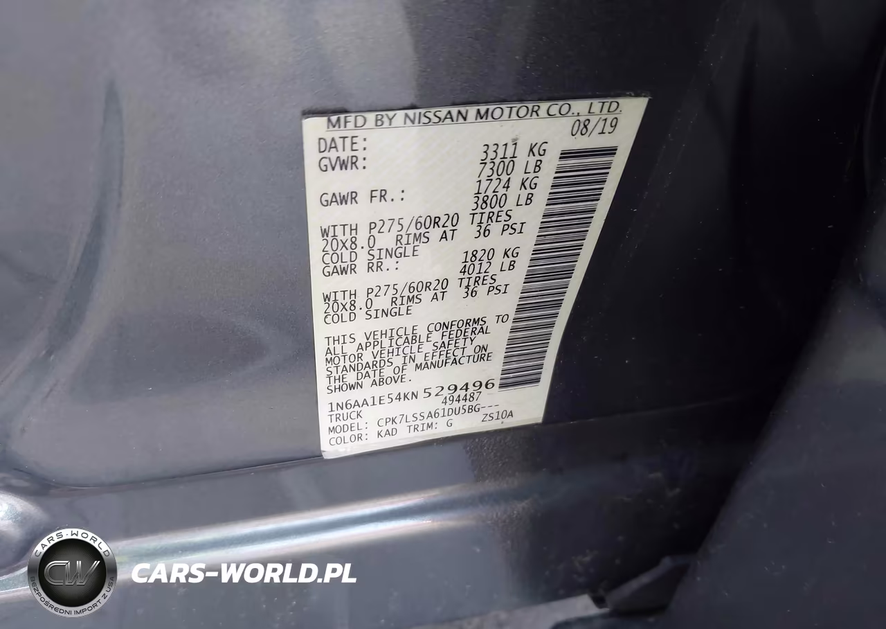 2019 Nissan Titan Sv VIN:1N6AA1E54KN529496 - 9