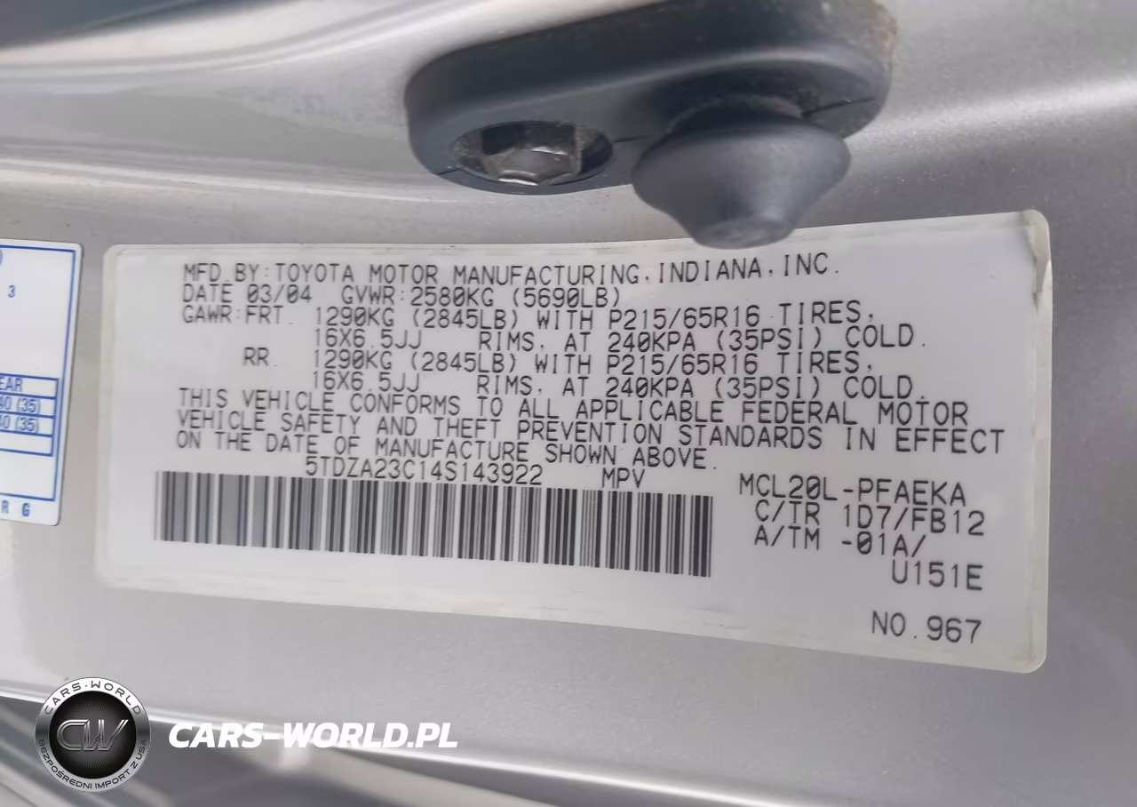 2004 Toyota Sienna Le VIN:5TDZA23C14S143922 - 9