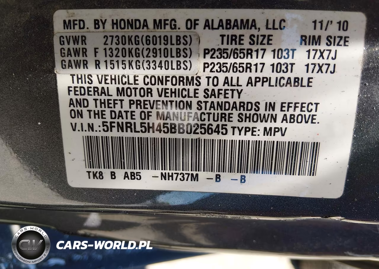 2011 Honda Odyssey Ex VIN:5FNRL5H45BB025645 - 8