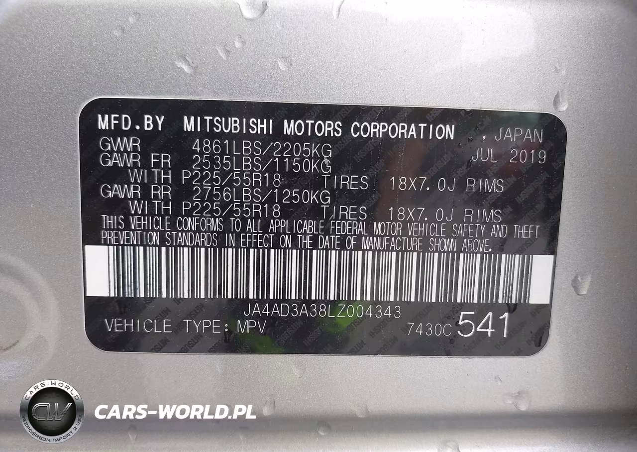 2020 Mitsubishi Outlander Sel 2.4 VIN:JA4AD3A38LZ004343 - 9