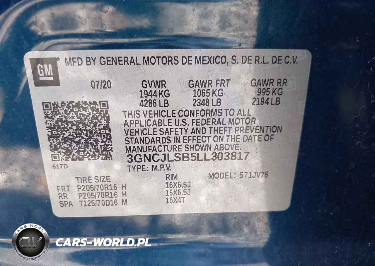 2020 Chevrolet Trax Fwd Lt VIN:3GNCJLSB5LL303817 - 9