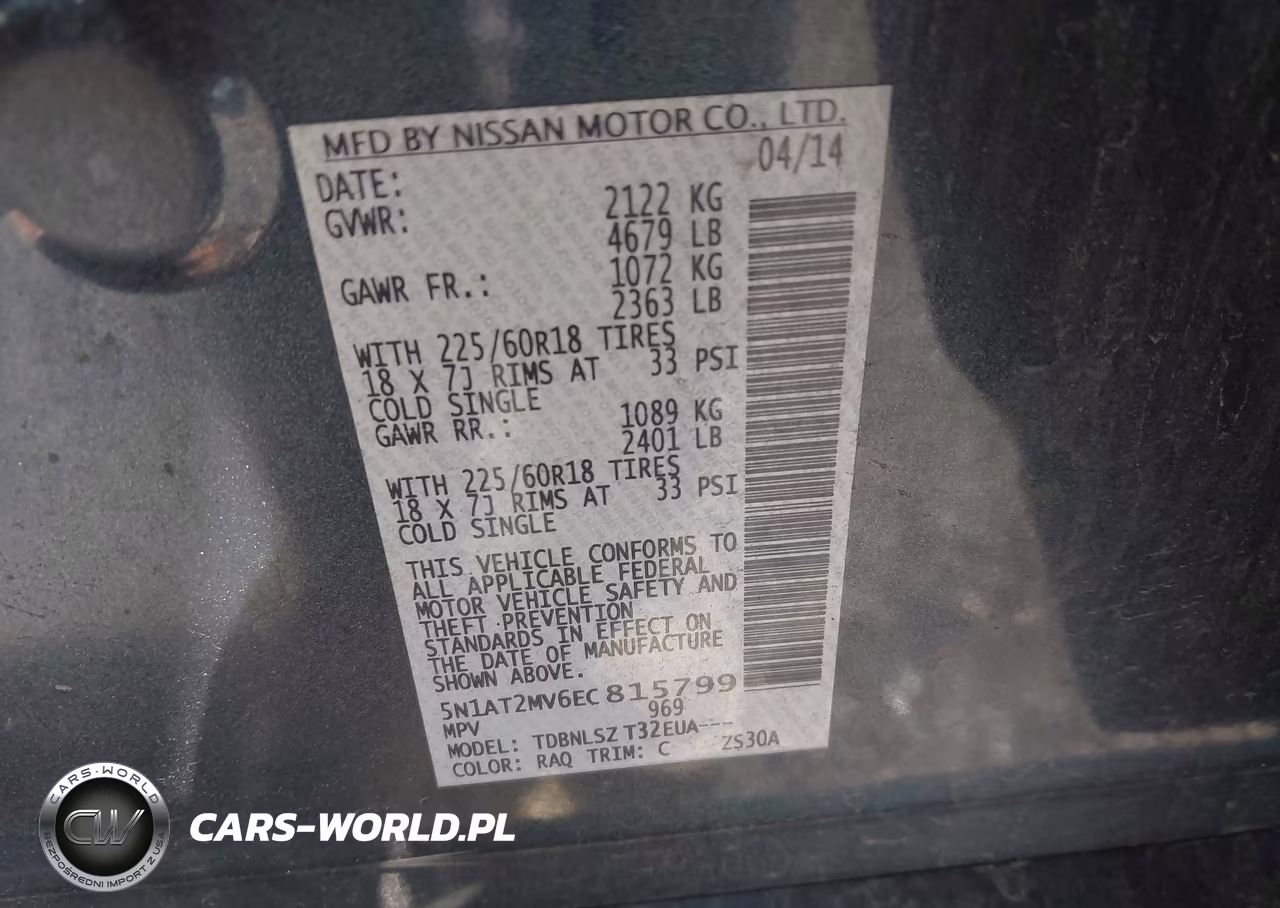 2014 Nissan Rogue Sl VIN:5N1AT2MV6EC815799 - 9