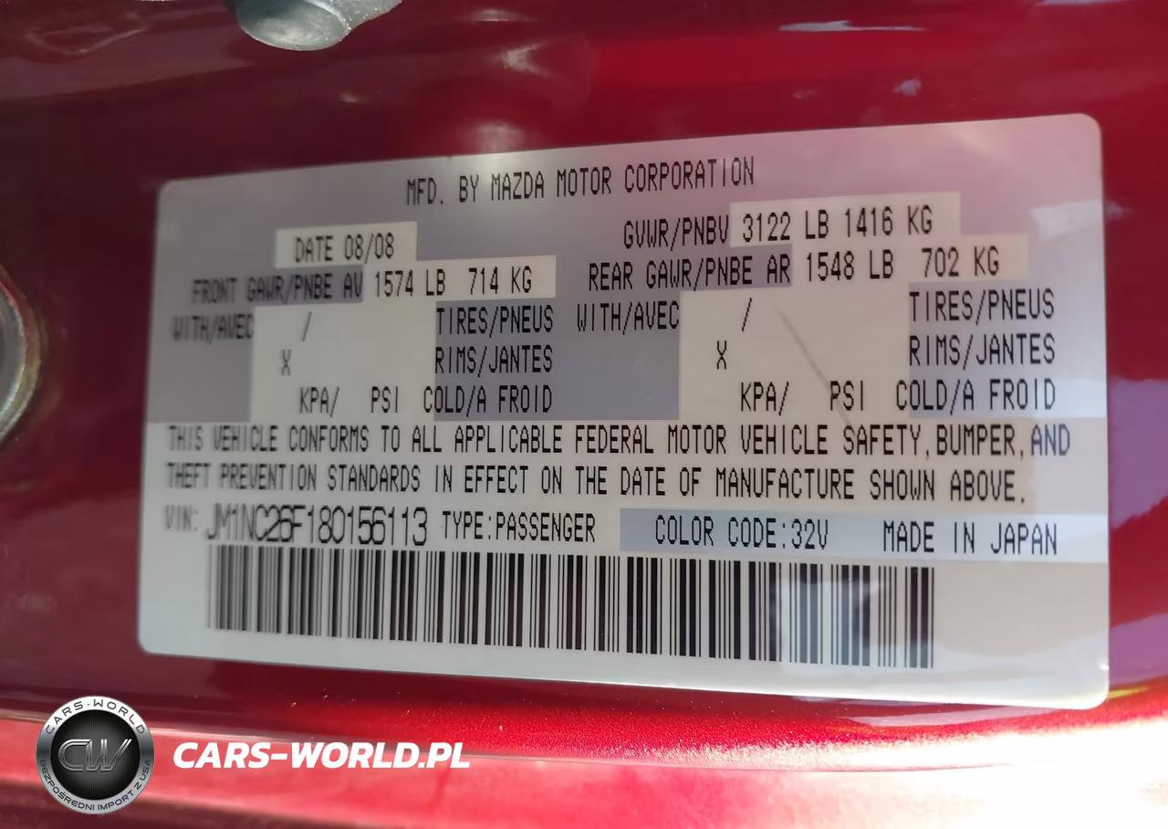 2008 Mazda Mx-5 Touring VIN:JM1NC26F180156113 - 9