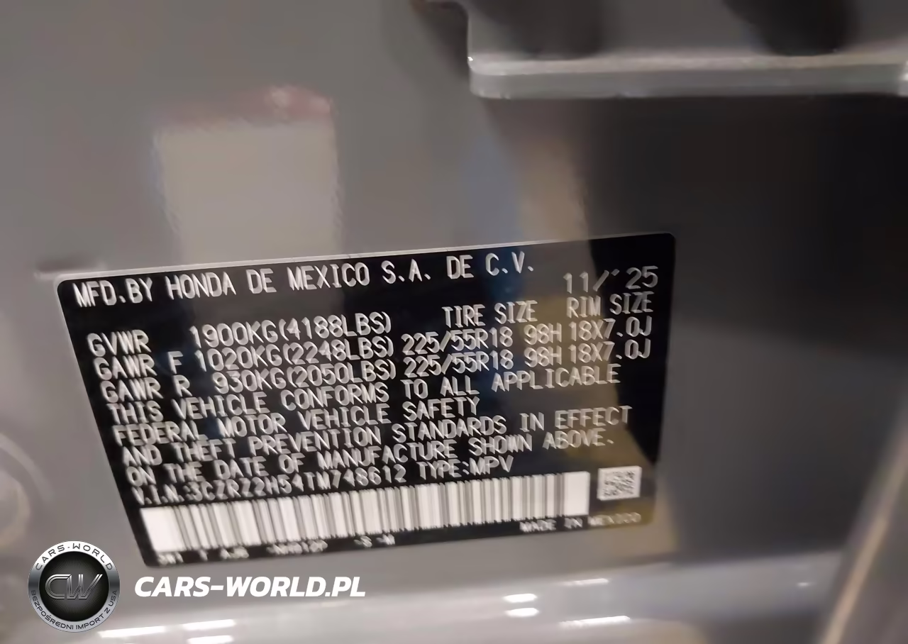 2026 Honda Hr-V Awd Sport VIN:3CZRZ2H54TM748612 - 9