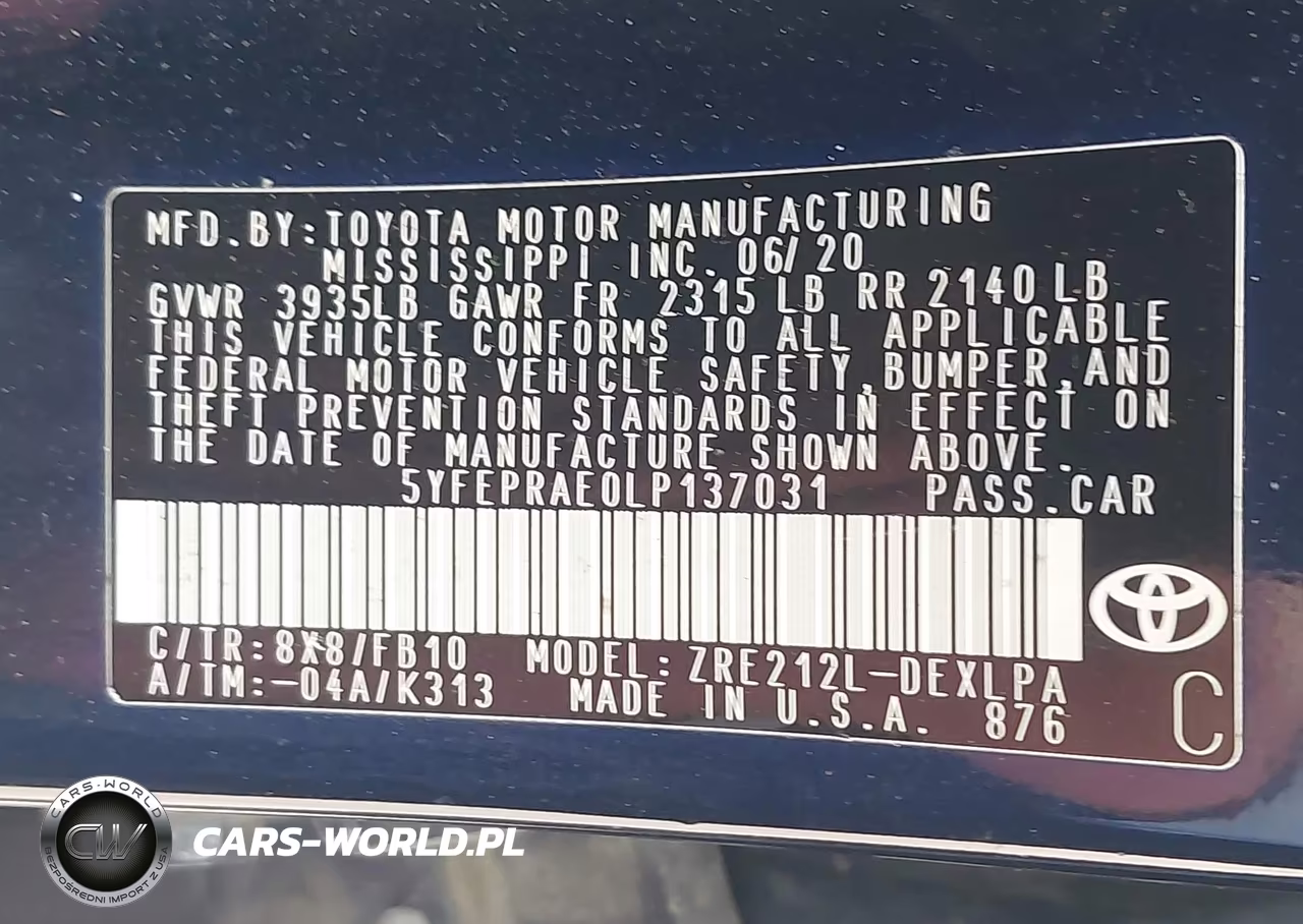 2020 Toyota Corolla Le VIN:5YFEPRAE0LP137031 - 9