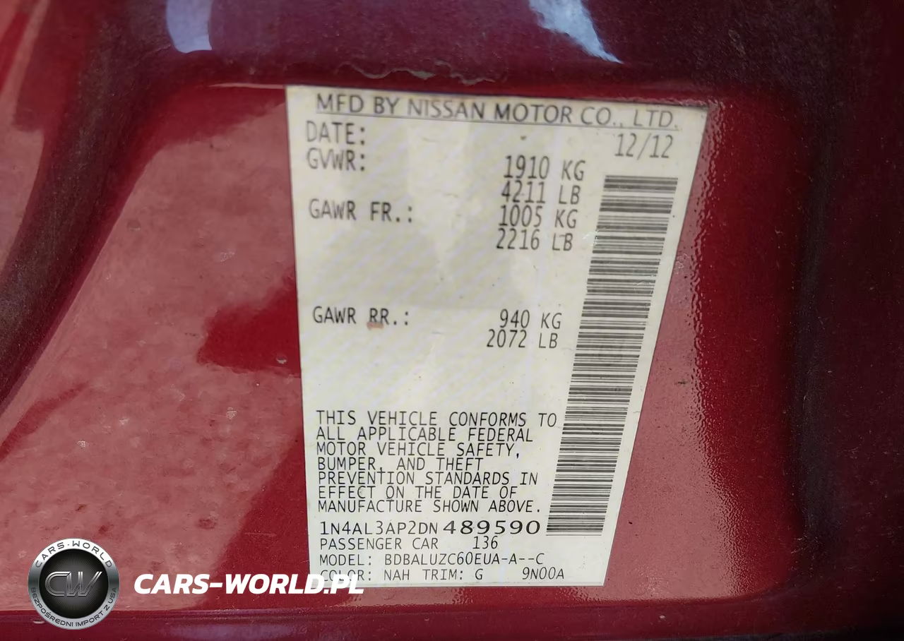 2013 Nissan Altima 2.5 Sv VIN:1N4AL3AP2DN489590 - 9