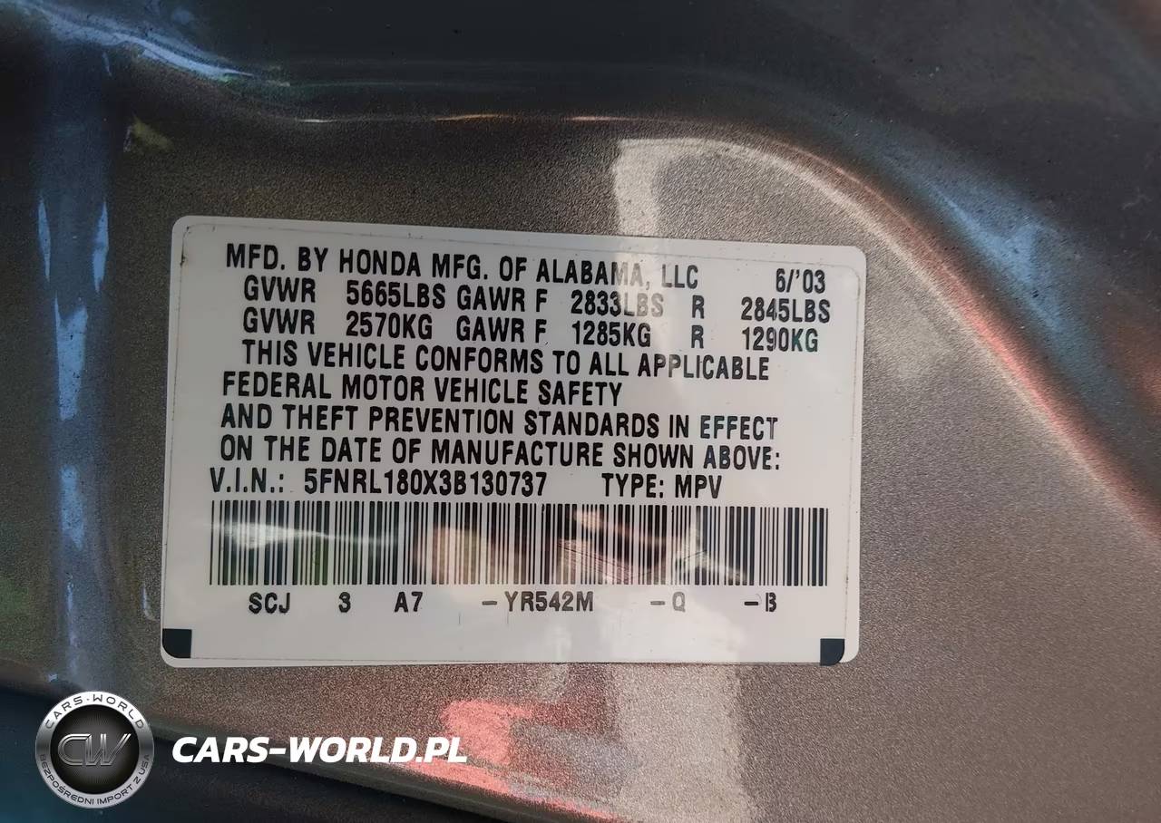 2003 Honda Odyssey Ex-L VIN:5FNRL180X3B130737 - 9