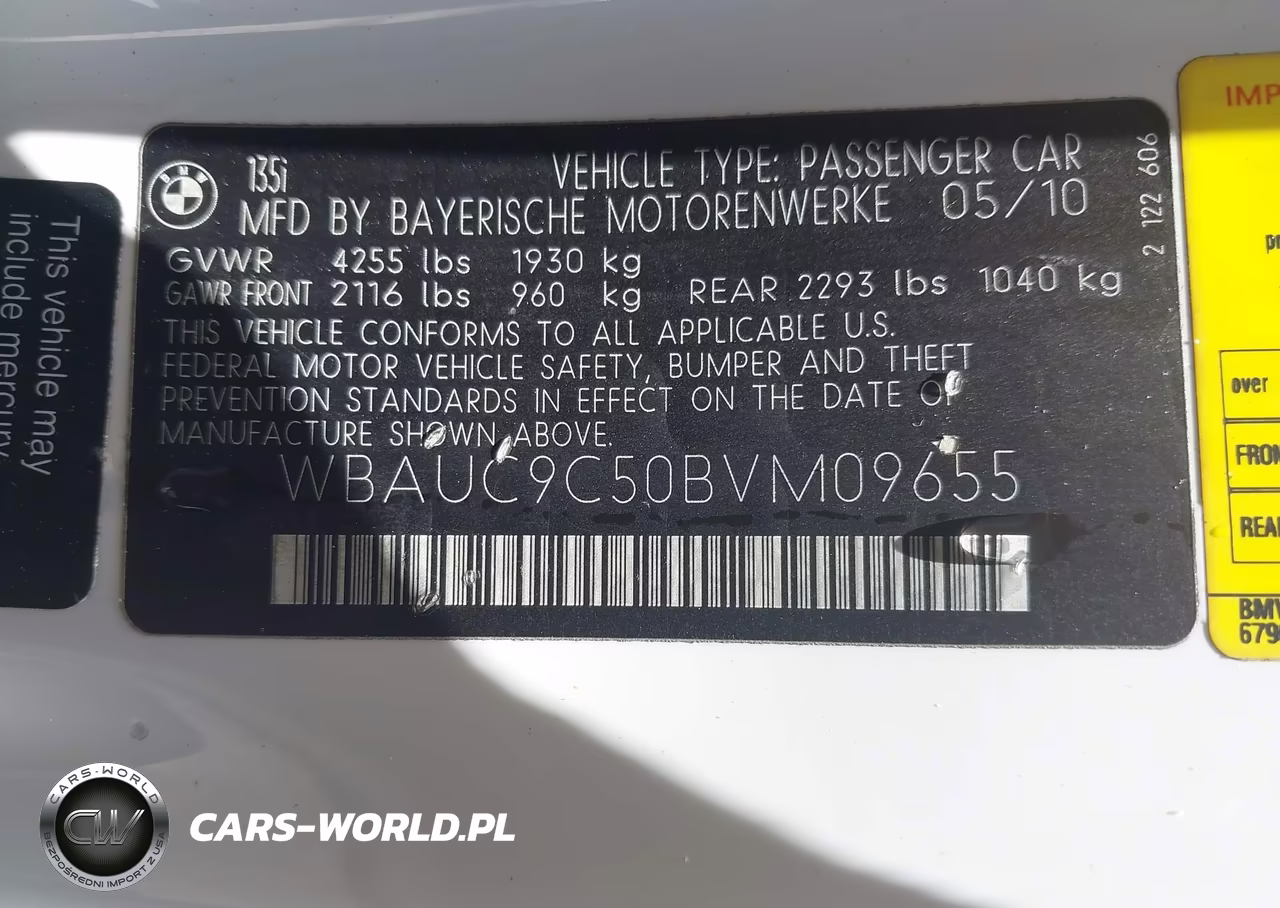 2011 BMW 135I VIN:WBAUC9C50BVM09655 - 9