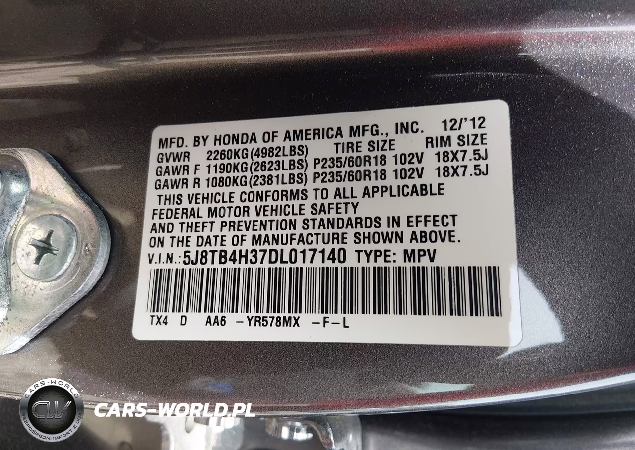 2013 Acura Rdx VIN:5J8TB4H37DL017140 - 9