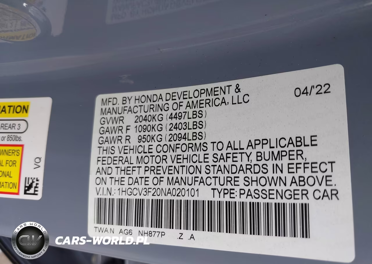 2022 Honda Accord Hybrid Sport VIN:1HGCV3F20NA020101 - 9