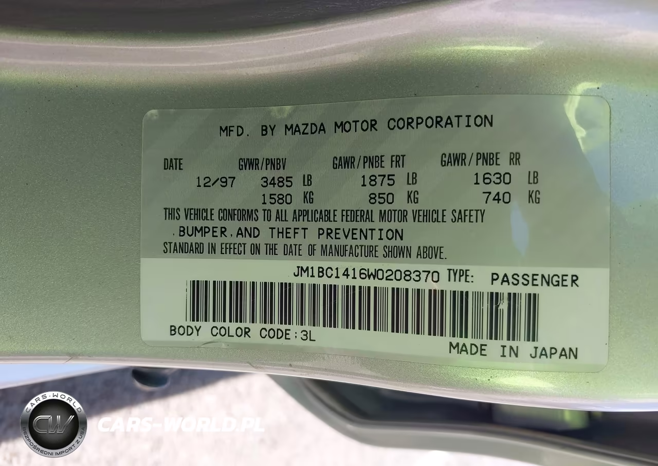 1998 Mazda Protege Dx-Lx VIN:JM1BC1416W0208370 - 9