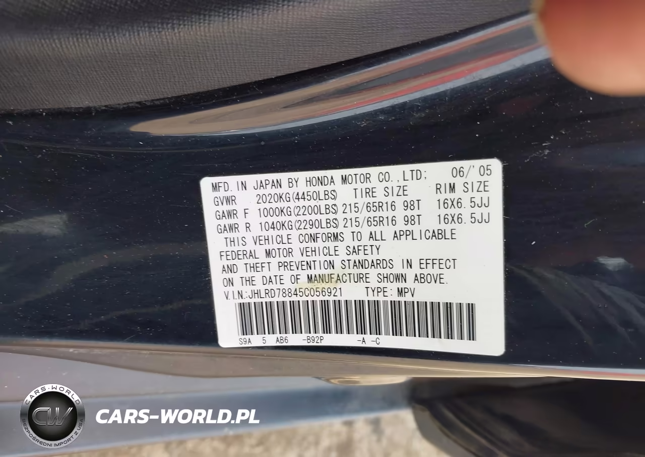 2005 Honda Cr-V Ex VIN:JHLRD78845C056921 - 9