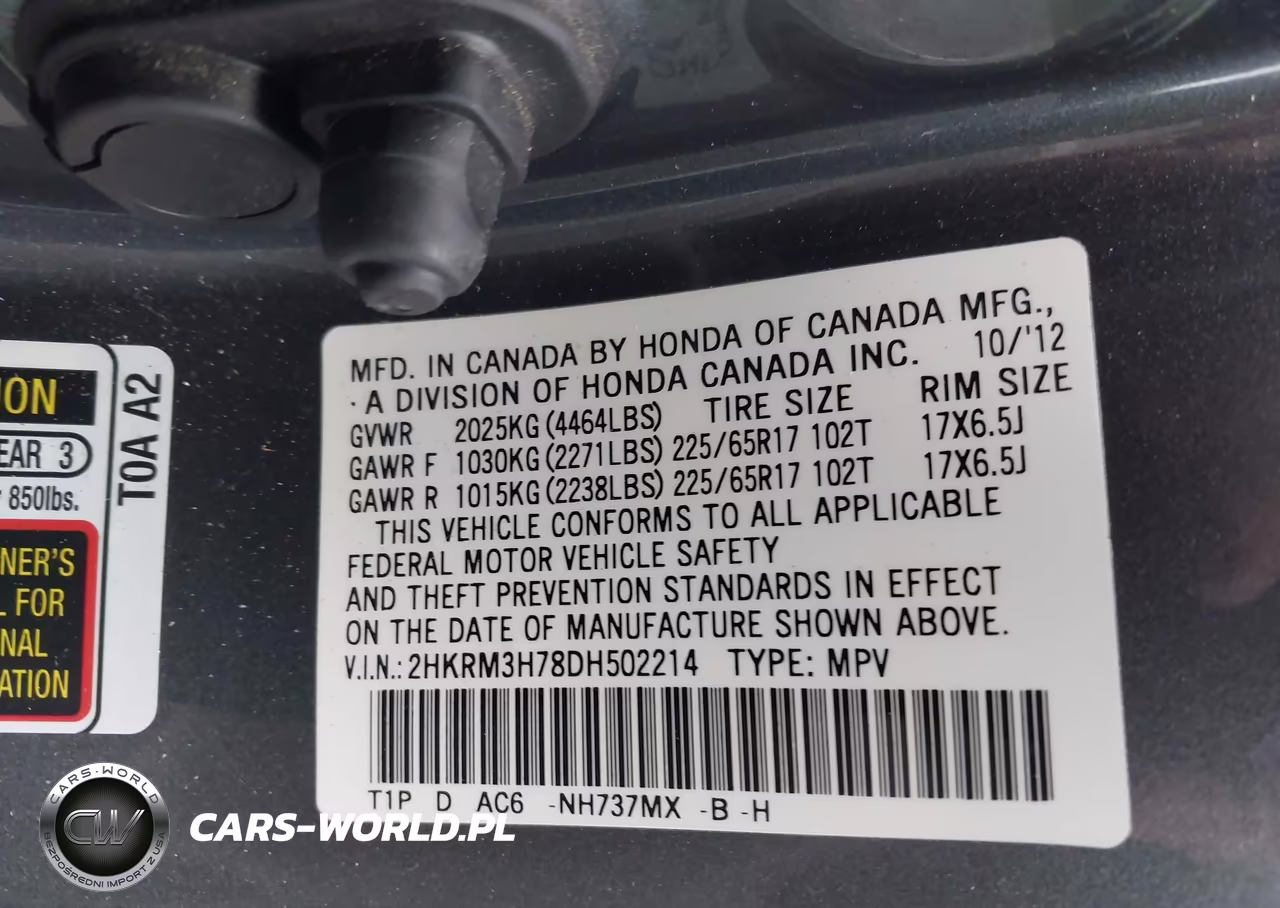 2013 Honda Cr-V Ex-L VIN:2HKRM3H78DH502214 - 9